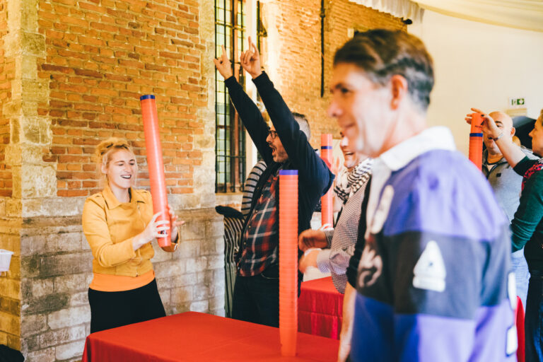 participants celebrating their victory over a challenge
